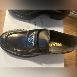 Prada Brushed Calfskin Loafers 37 Black